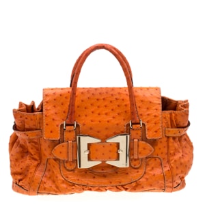 Gucci orange ostrich large queen satchel