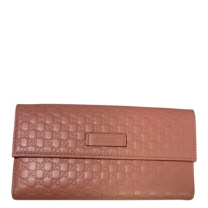 Gucci Pink Microguccissima Leather Continental Long Bi-Fold Wallet