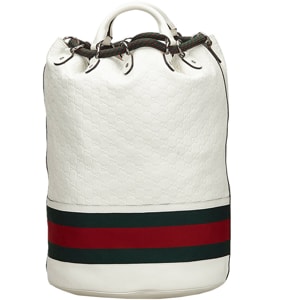 Gucci White Guccissima Web Aquariva Leather Backpack