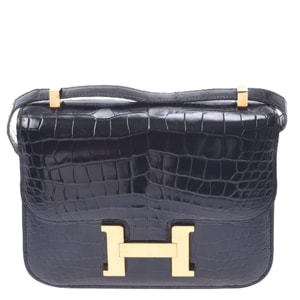 Hermes Black Alligator Leather Constance 23 Bag