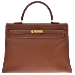 Hermes Brown Courchevel Leather Kelly 35 Bag