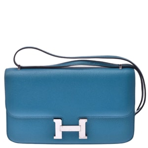 Hermes Elan Blue Leather Palladium Hardware Constance 24 Bag