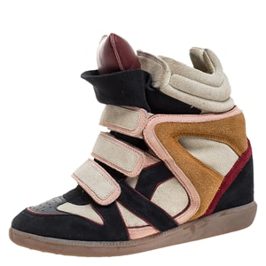 Isabel Marant Multicolor Suede And Leather Bekett Wedge Sneakers Size 38