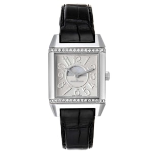 Jaeger LeCoultre Silver Diamonds And Stainless Steel Reverso Squadra Duetto 235.8.76 Q7058430 Women's Wristwatch 42 x 28 MM