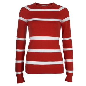 Jason Wu Red Merino Wool Sheer Stripe Detail Sweater S