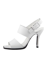 Jil Sander White/Black Leather Ankle Strap Sandals Size 36