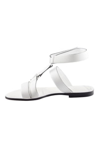 Jil Sander White Leather Strappy Flat Sandals Size 36