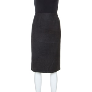 Jill Sander Grey Virgin Wool and Cashmere Blend Sheath Skirt XL