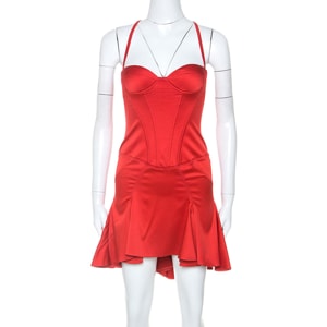 Just Cavalli Red Satin Short Corset Dress S