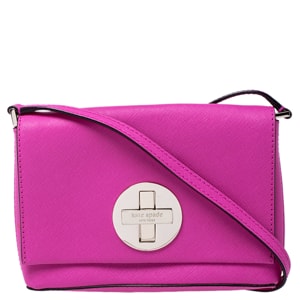 Kate Spade Hot Pink Leather Astor Court Flap Crossbody Bag
