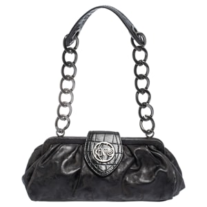 Kenzo Black Leather Frame Pochette Bag
