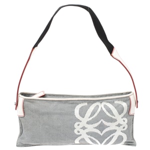 Loewe Grey/White Canvas and Leather Small Shoulder Bag