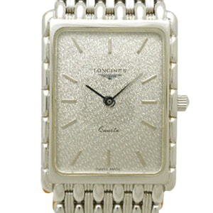 Longines Silver 18K White Gold Classic Square Men's Wristwatch 23MM