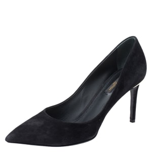 Louis Vuitton Black Suede Leather Pointed Toe Pump Size 38