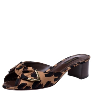 Louis Vuitton Leopard Print Fabric Stephen Sprouse Block Heel Sandals Size 37