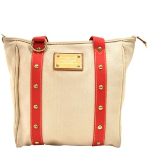 Louis Vuitton Red/Beige Canvas Antigua Cabas MM Bag