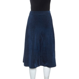 M Missoni Blue Metallic Weave Wool Blend Skirt S