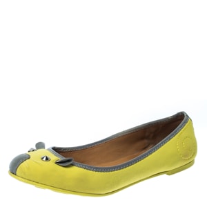 Marc by Marc Jacobs Citrus Green/Grey Fabric Mouse Ballet Flats Size 39