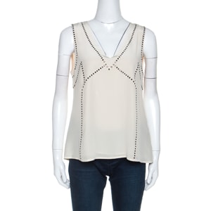 Marc by Marc Jacobs Cream Silk Embellished Frances Top M