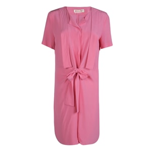 Marni Pink Silk Short Sleeve Waist Tie Detail Dress M