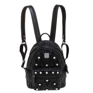 MCM Black Quilted Leather Swarovski Crystals Bebe Boo Backpack