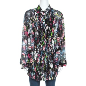 McQ by Alexander McQueen Multicolor Floral Print Silk Sheer Shirt L