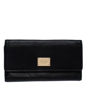 Michael Kors Black Leather Trifold Flap Continental Wallet