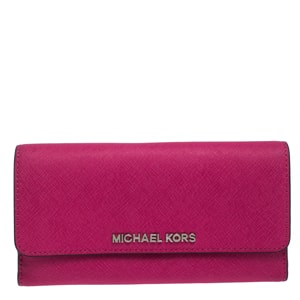 Michael Kors Fuchsia Leather Flap Continental Wallet