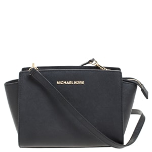 MICHAEL Michael Kors Black Leather Small Selma Crossbody Bag