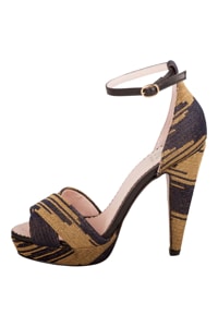 Missoni Two Tone Knit Fabric And Leather Trim Ankle Strap Platform Sandals Size 38