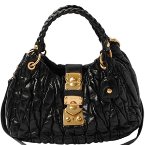 Miu Miu Black Matelasse Lux Leather Bauletto Shoulder Bag