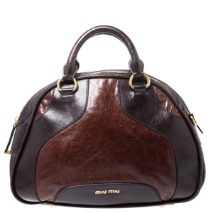 Miu Miu Brown Leather Bowler Bag