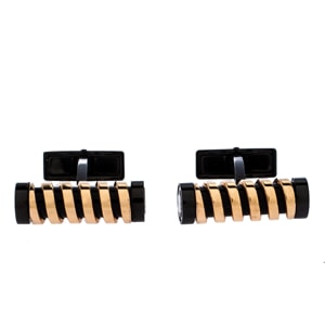 Montblanc Black Coated Rose Gold Plated Spiral Cufflinks