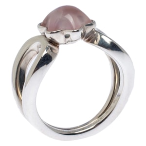 Montblanc Cabochon de Montblanc Rose Quartz Silver Ring Size 54