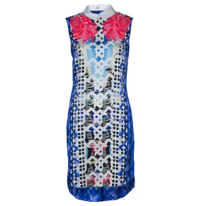 Peter Pilotto Blue Digital Print Neon Sequin Embellished Sleeveless Dress S