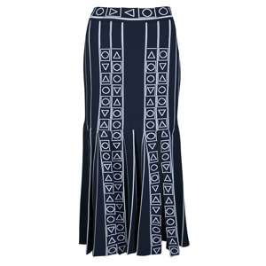 Peter Pilotto Navy Blue and White Index Knit Slit Detail Midi Skirt M