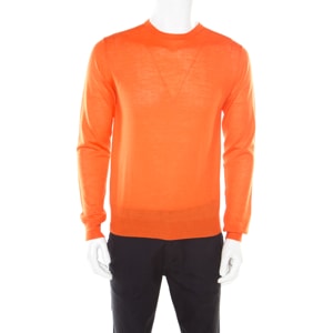 Prada Arancio Orange Rib Knit Crew Neck Sweater L