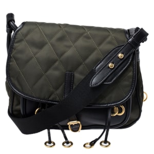 Prada Olive Green/Black Nylon and Leather Passaminiere Hunting Shoulder Bag