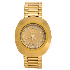 Rado Yellow Gold Tone Carbon Carbide Stainless Steel Diastar R12306303 Women's Wristwatch 27 mm