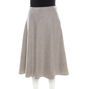 Ralph Lauren Grey Melange Wool Flared A Line Skirt L