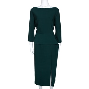 Roland Mouret Green Crepe Ardingly Midi Dress XL