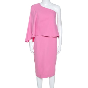 Roland Mouret Pink Crepe One Shoulder Amaral Dress S
