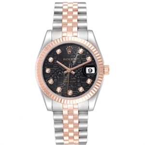 Rolex Black 18K Rose Gold Diamond and Stainless Steel Datejust 178271 Women's Wristwatch 31MM