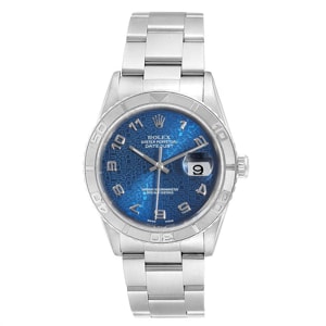 Rolex Blue 18K White Gold and Stainless Steel Turnograph Datejust 16264 Men's Wristwatch 36MM