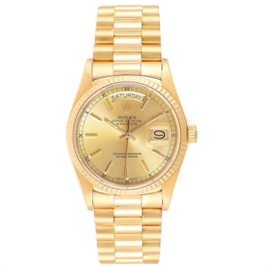Rolex Champagne 18K Yellow Gold President Day-Date 18038 Men's Wristwatch 36 MM