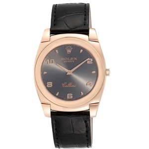 Rolex grey 18k rose gold cellini cestello 5330 men's wristwatch 36 mm