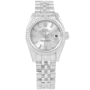 Rolex Silver 18K White Gold and Stainless Steel Datejust 179174 Women's Wristwatch 26MM
