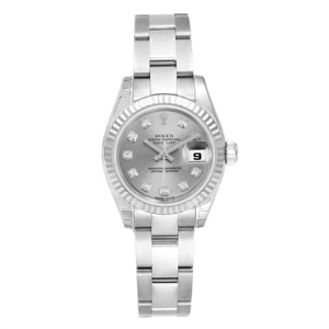 Rolex Silver 18K White Gold and Stainless Steel Diamond Datejust 179174 Women's Wristwatch 26MM