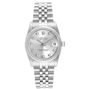 Rolex Silver 18K White Gold and Stainless Steel Diamond Datejust 68274 Women's Wristwatch 31MM