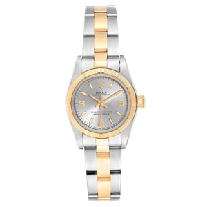 Rolex Slate 18K Yellow Gold and Stainless Steel Oyster Perpetual NonDate 67233 Women's Wristwatch 24MM